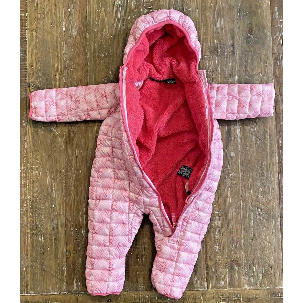 SNOZU Cozy Snow Suit Girls 9-12 Months Pink w/Liner Hooded Outerwear Zip Up